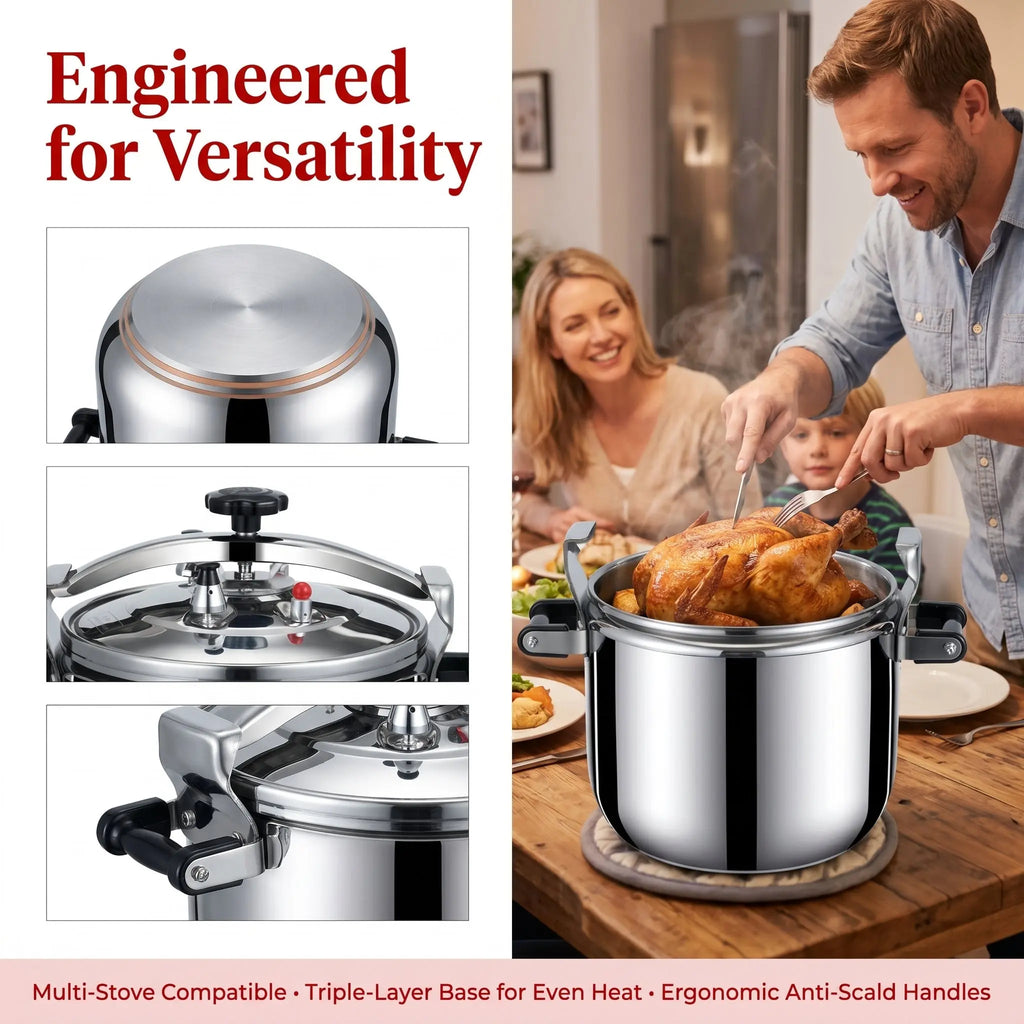 Heavy Duty Commercial Pressure Cooker 30L Stainless Steel Explosion-proof Composite Bottom Large Size Korea USA Australia