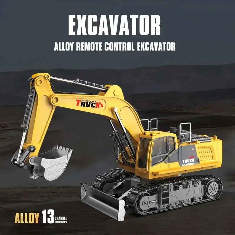 1/18 RC Alloy Spray Excavator Truck 17CH Engineering Vehicle Sound Lights 680 Degree Rotation Car Kids Toys Boy Birthday Gifts
