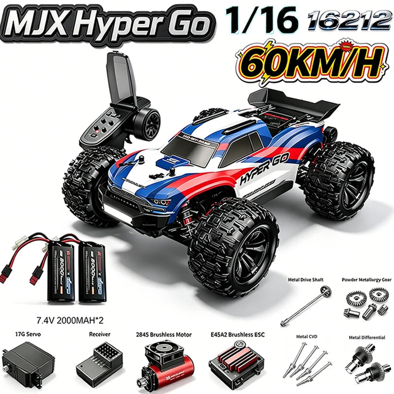 MJX Hyper Go 16212 16213 16218 1/16 4WD RC Car 60KM/H Brushless  RC Racing Car 2.4G Remote Control Cars Off-Road Truck Toys
