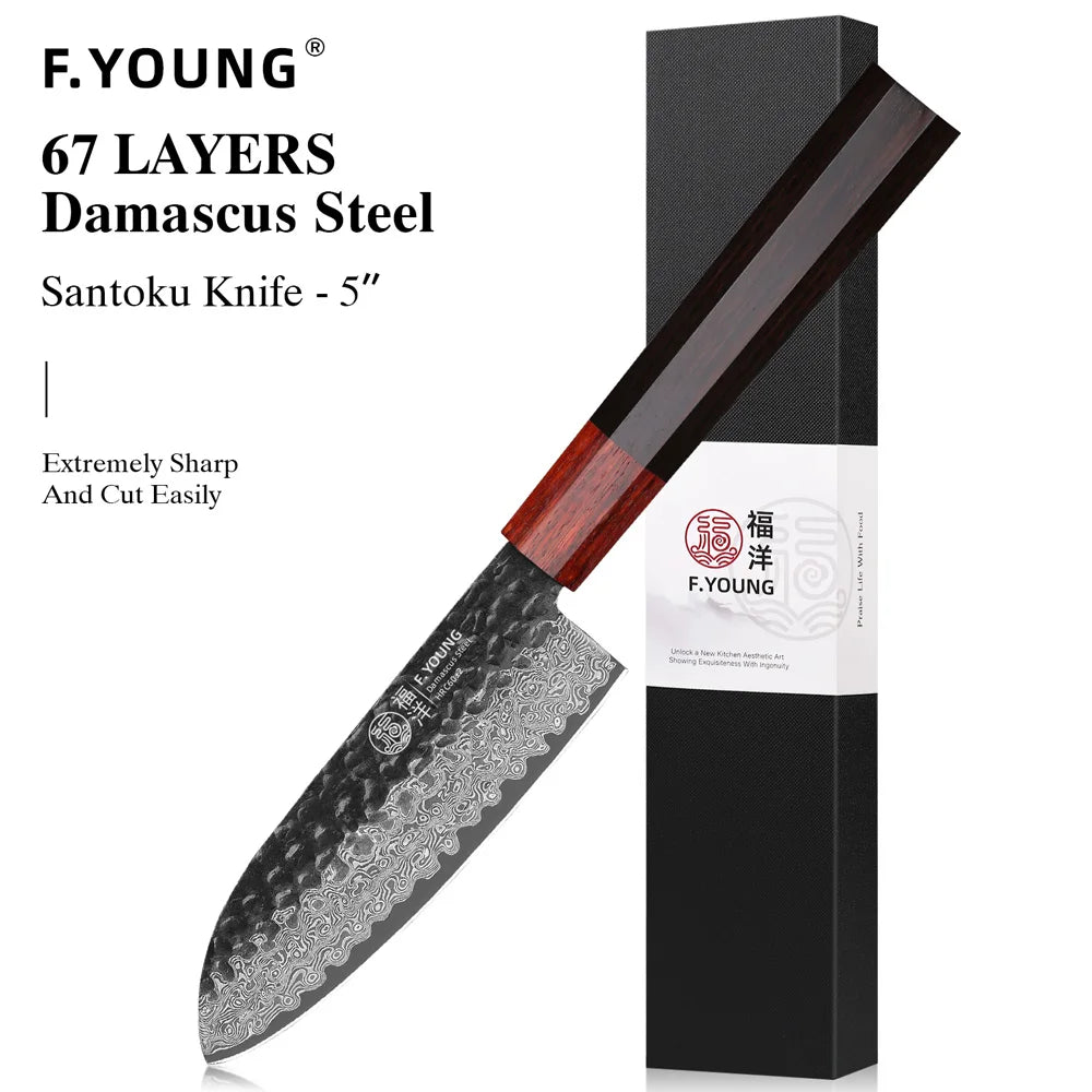 F.YOUNG Japanese Chef Knife Damascus Steel Professional Kitchen Knives Meat Slicing Sashimi Utility Hand Forged Cooking Utensils