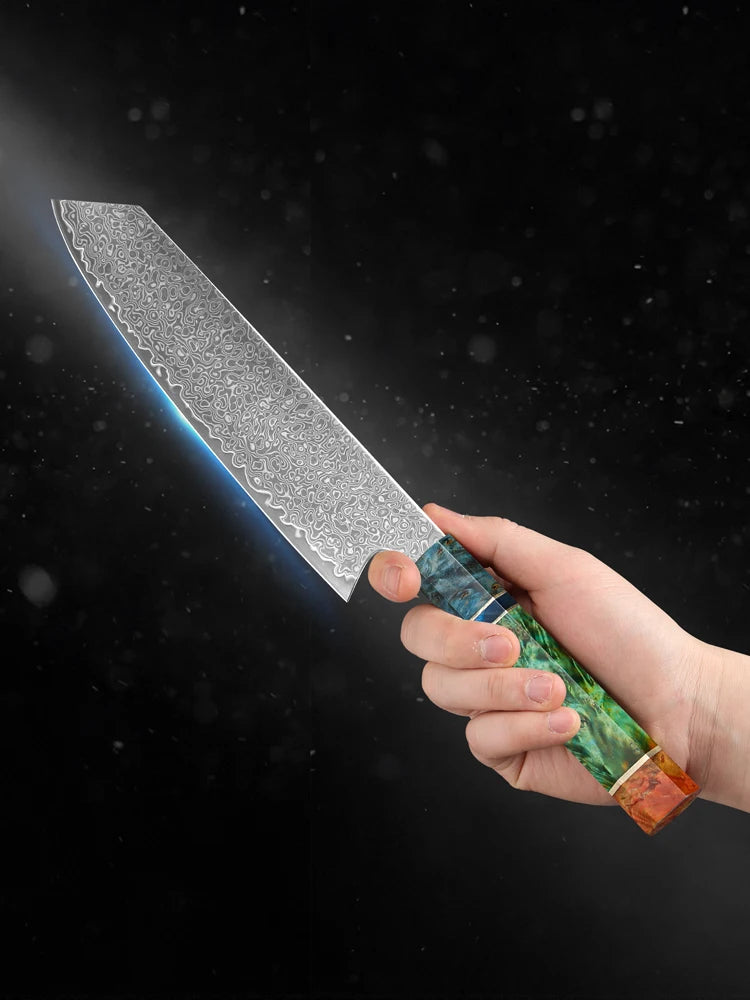 8 Inch Chef Knife 67 Layers VG10 Damascus Steel Kitchen Knives  Vegetable Meat  Cooking Tools Stabilized Colored Wood Handle