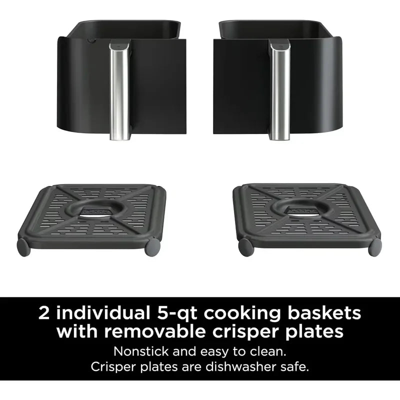 For Double Air Fryers Multi Function Electric Smart Dual Basket 9L Digital Oven Air Fryer
