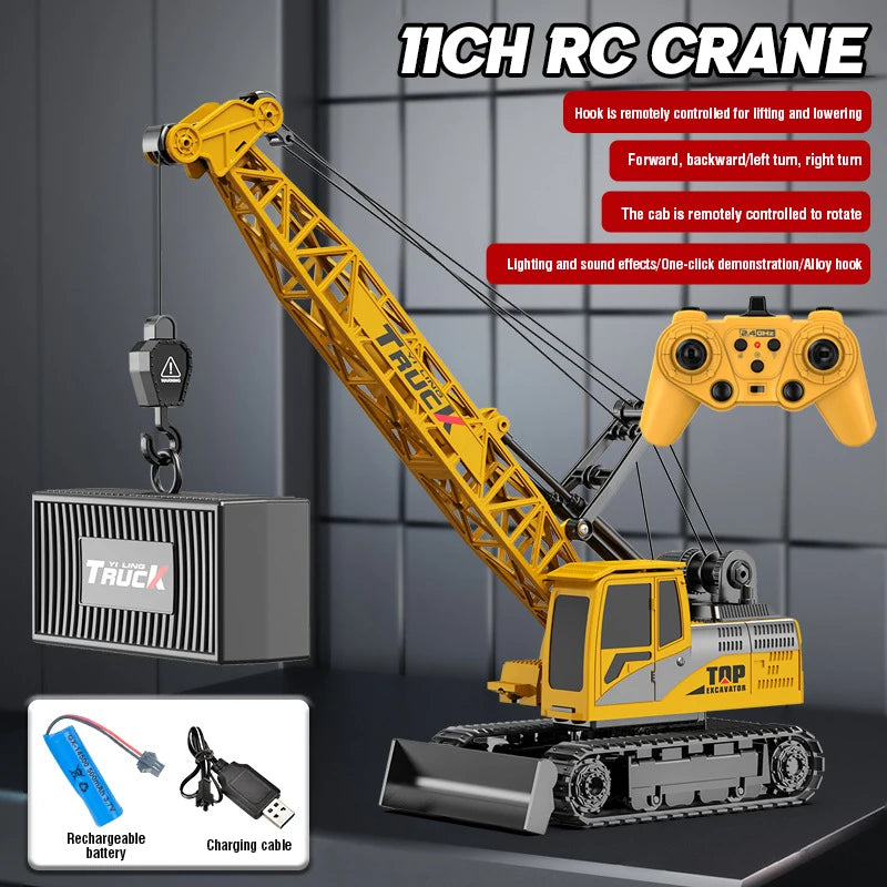 Remote Control Spray Crane Truck Alloy Simulation 9/11/13/15CH Oversized Engineering Vehicle Hook Crane Kids Toy Christmas Gifts