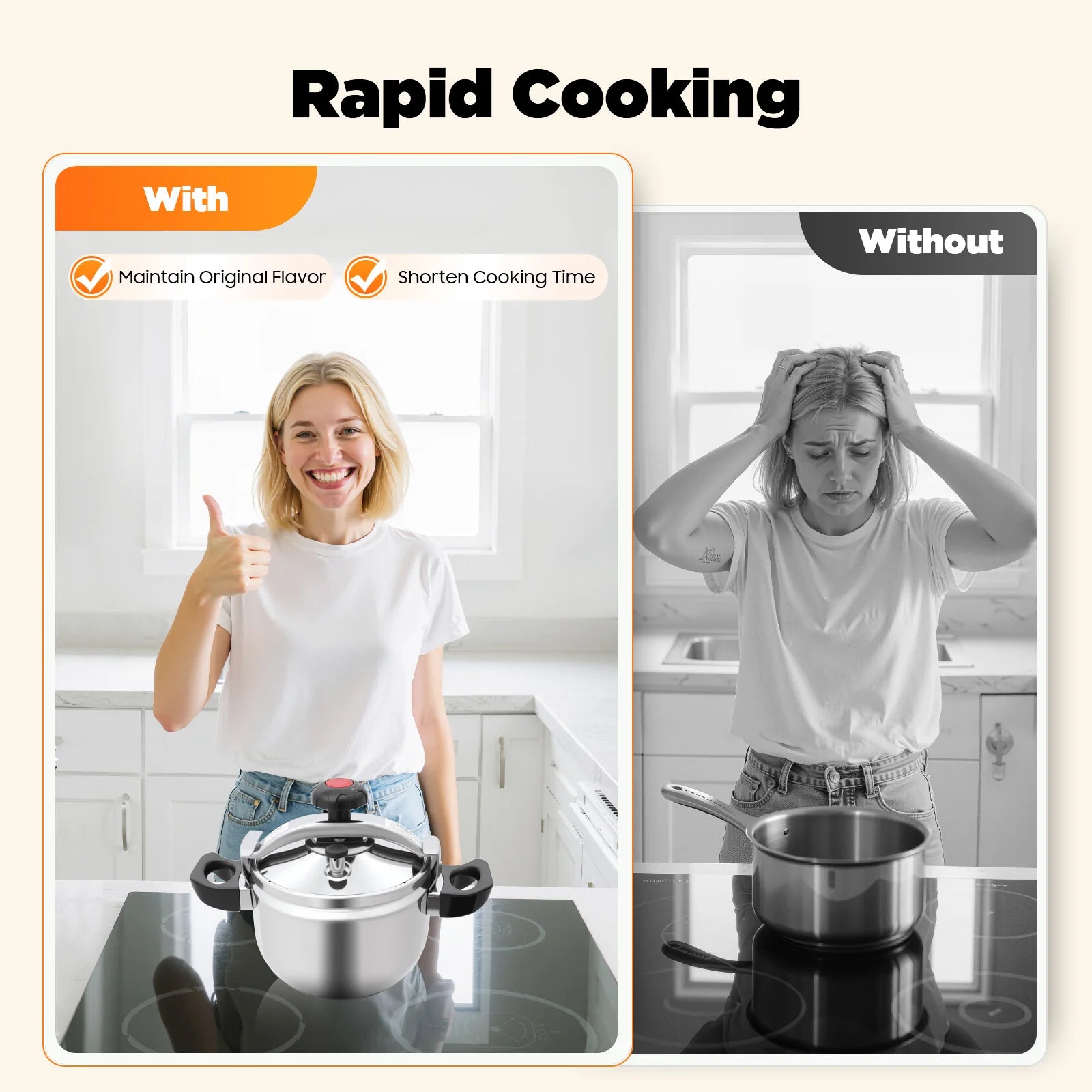 7L/11L/26L Stainless Steel Pressure Cooker, High Pressure Pressure Stewing Pot with Safety Valve for Restaurant Kitchen