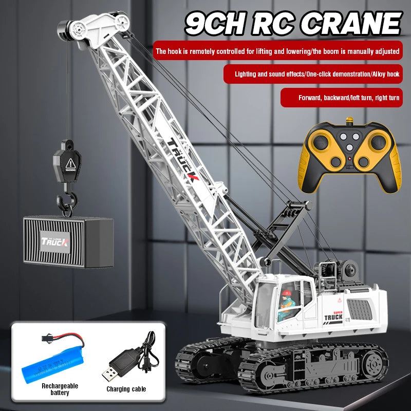 Remote Control Spray Crane Truck Alloy Simulation 9/11/13/15CH Oversized Engineering Vehicle Hook Crane Kids Toy Christmas Gifts