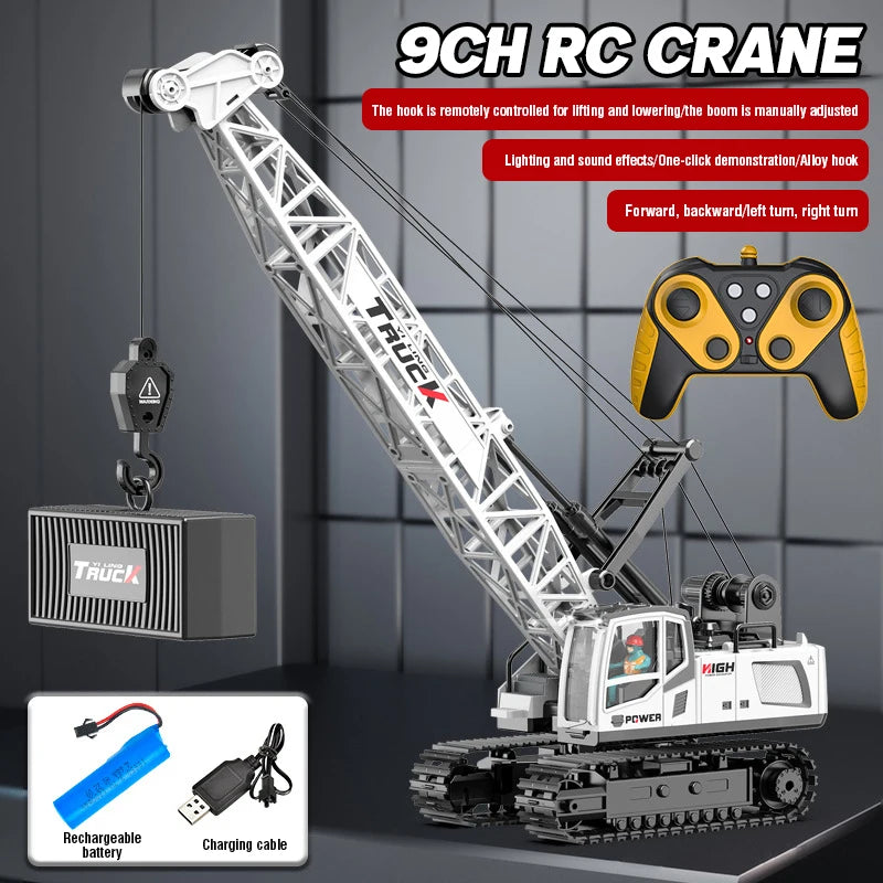 Remote Control Spray Crane Truck Alloy Simulation 9/11/13/15CH Oversized Engineering Vehicle Hook Crane Kids Toy Christmas Gifts