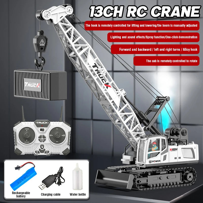 Remote Control Spray Crane Truck Alloy Simulation 9/11/13/15CH Oversized Engineering Vehicle Hook Crane Kids Toy Christmas Gifts