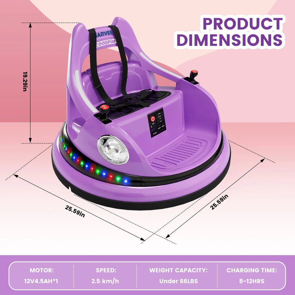 12V Kids Electric Bumper Car Ride On Toy With Parent Remote, 360° Spin, 2 Speeds, Lights Music, Indoor Outdoor Birthday Gift