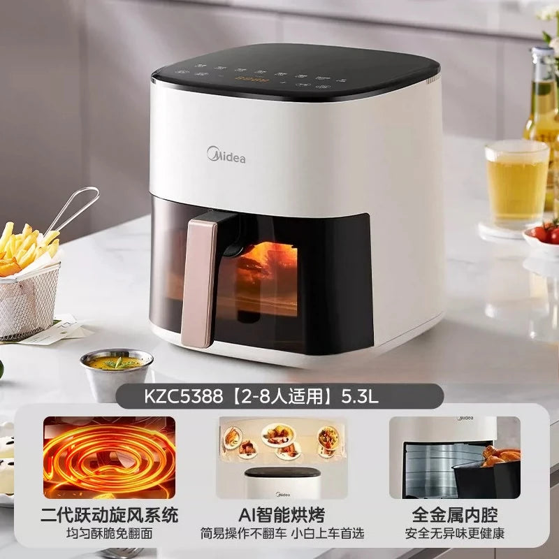 220V Midea Air Fryer Large Capacity New Model Visible Electric Fryer Home Use Official Store