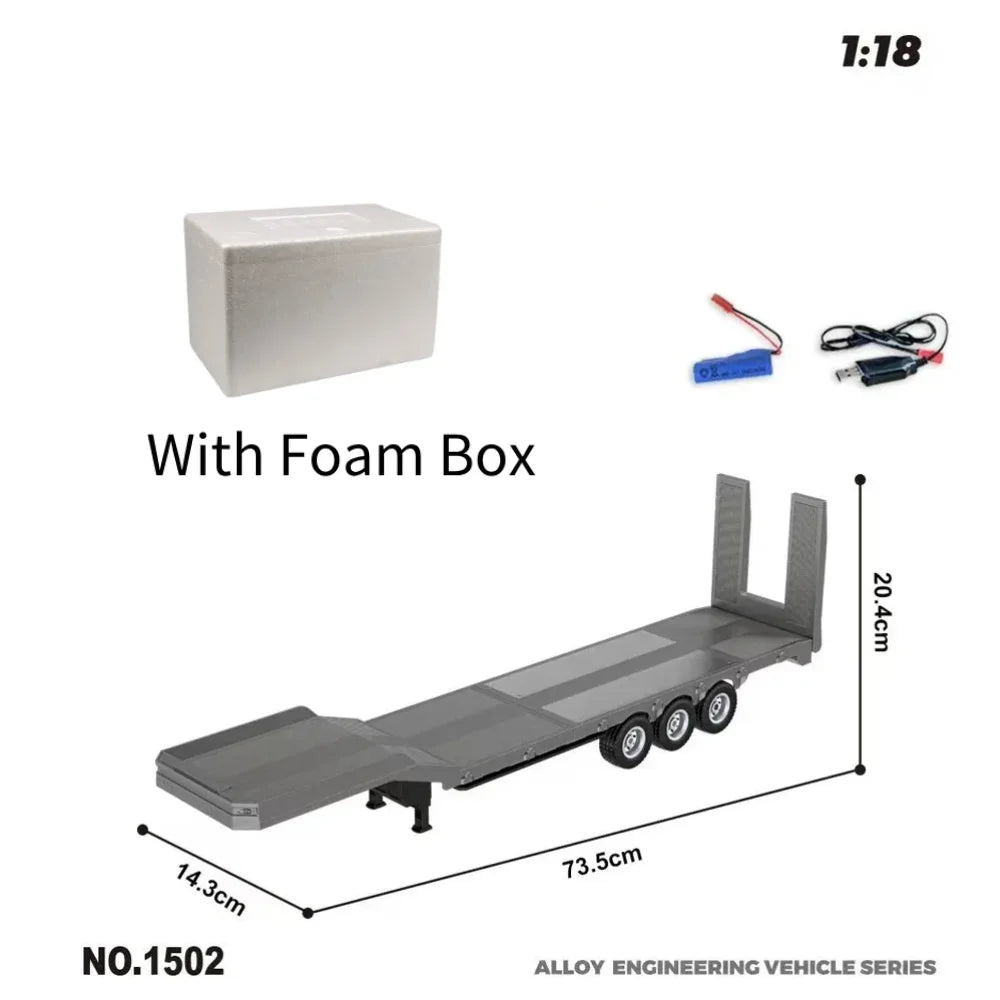 HUINA 1/18 19CH RC Truck 1501 770S Scania Alloy Tractor 2.4G Remote Control Engineering Trailer Truck with Light and Sound Toys