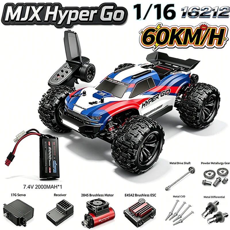 MJX Hyper Go 16212 16213 16218 1/16 4WD RC Car 60KM/H Brushless  RC Racing Car 2.4G Remote Control Cars Off-Road Truck Toys