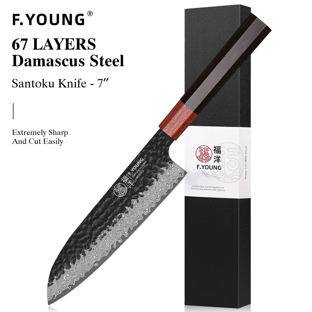 F.YOUNG Japanese Chef Knife Damascus Steel Professional Kitchen Knives Meat Slicing Sashimi Utility Hand Forged Cooking Utensils