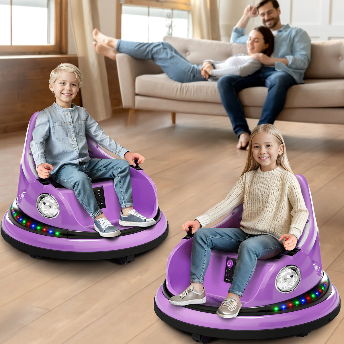 12V Kids Electric Bumper Car Ride On Toy With Parent Remote, 360° Spin, 2 Speeds, Lights Music, Indoor Outdoor Birthday Gift