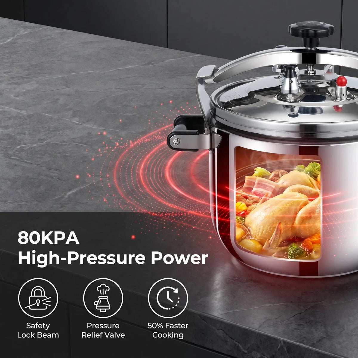 Heavy Duty Commercial Pressure Cooker 30L Stainless Steel Explosion-proof Composite Bottom Large Size Korea USA Australia