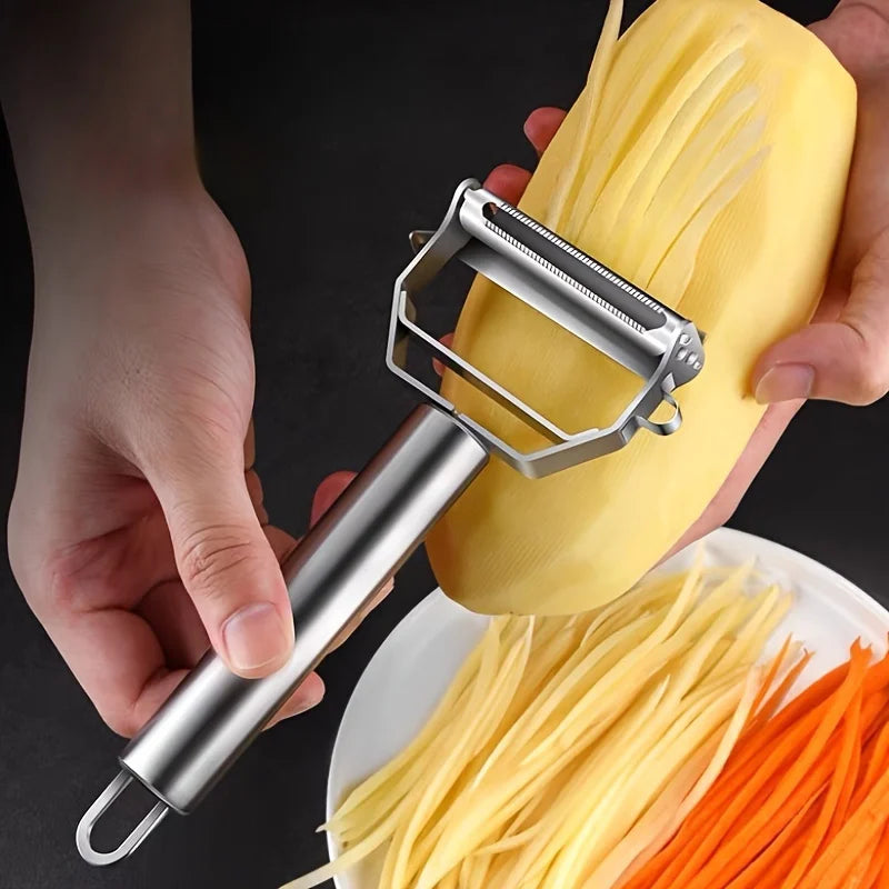1PC Stainless Steel Vegetable Peeler, Multi-Function Julienne Slicer & Shredder for Potato Carrot, Kitchen Gift