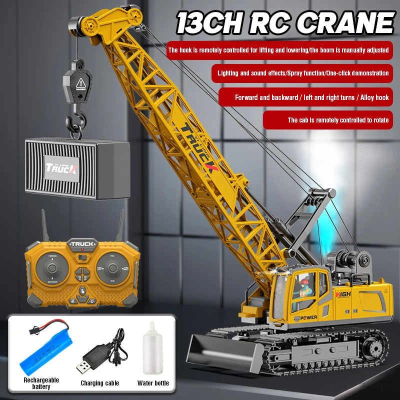 Remote Control Spray Crane Truck Alloy Simulation 9/11/13/15CH Oversized Engineering Vehicle Hook Crane Kids Toy Christmas Gifts