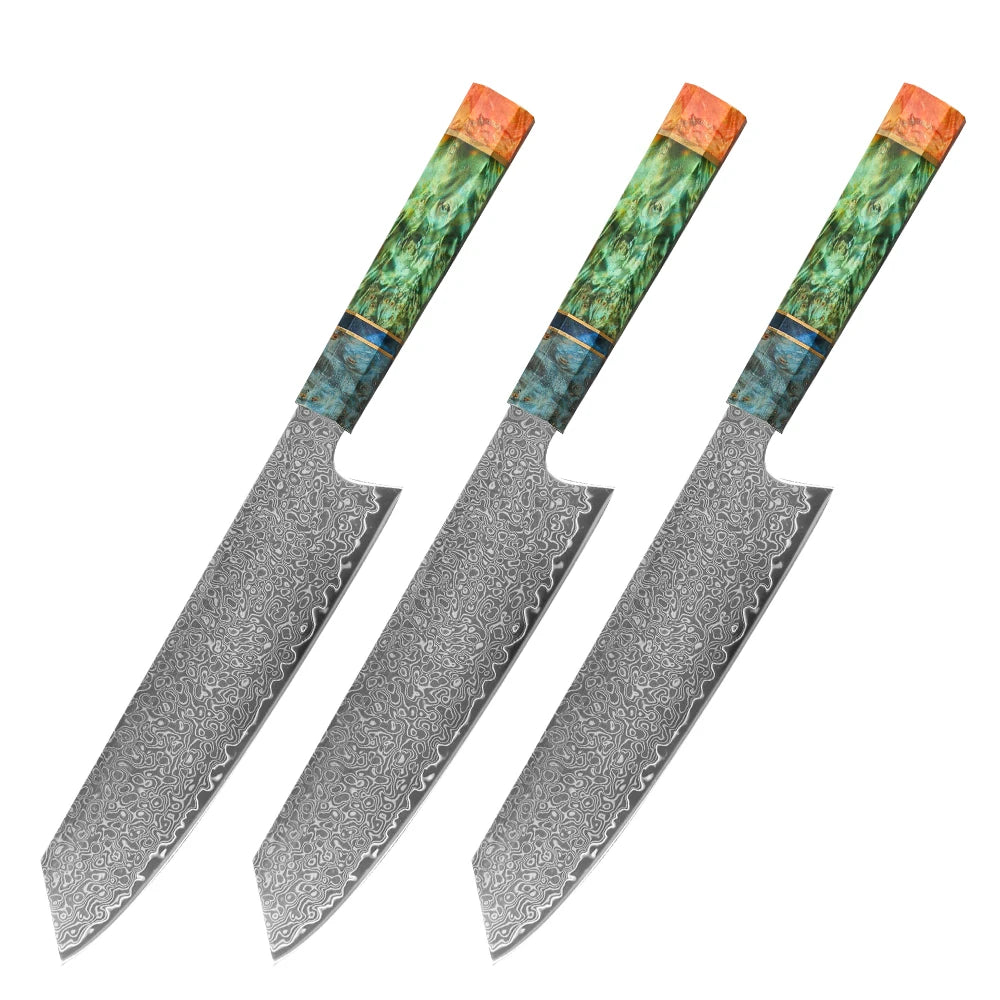 8 Inch Chef Knife 67 Layers VG10 Damascus Steel Kitchen Knives  Vegetable Meat  Cooking Tools Stabilized Colored Wood Handle