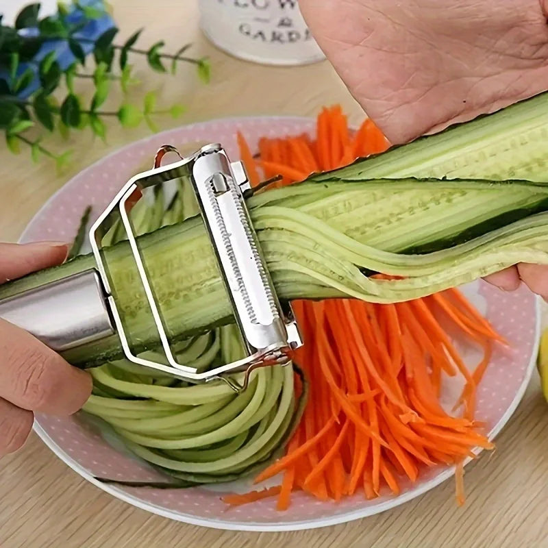 1PC Stainless Steel Vegetable Peeler, Multi-Function Julienne Slicer & Shredder for Potato Carrot, Kitchen Gift