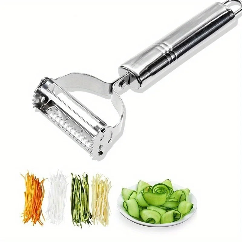 1PC Stainless Steel Vegetable Peeler, Multi-Function Julienne Slicer & Shredder for Potato Carrot, Kitchen Gift