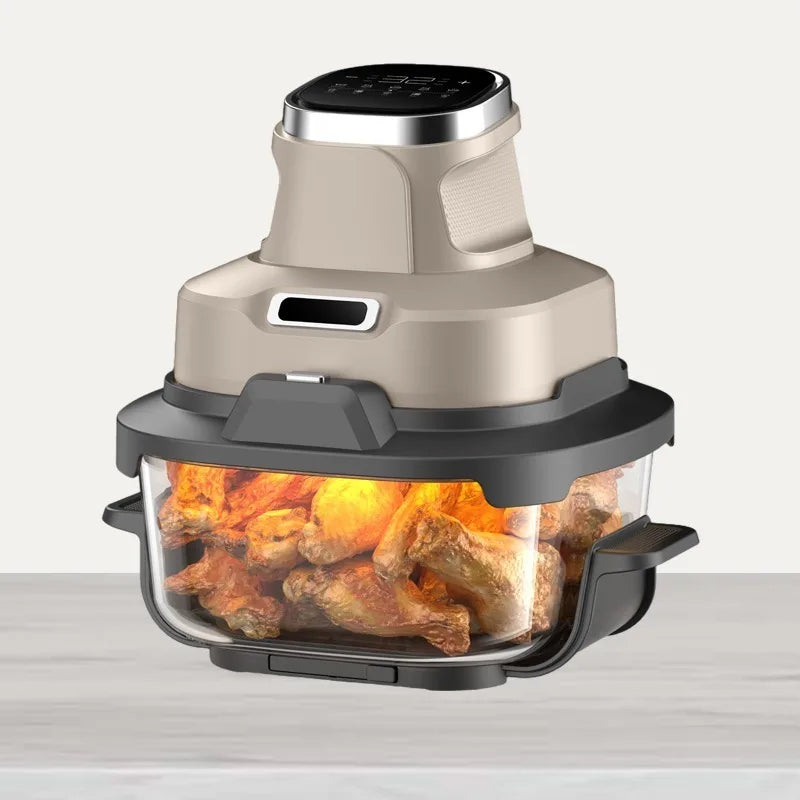 Airo Intelligent Temperature Controlled Fully Automatic Electric Air Fryer Grill Function Modern Square Design Double Basket