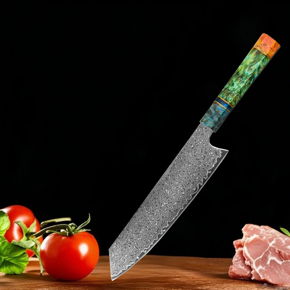 8 Inch Chef Knife 67 Layers VG10 Damascus Steel Kitchen Knives  Vegetable Meat  Cooking Tools Stabilized Colored Wood Handle