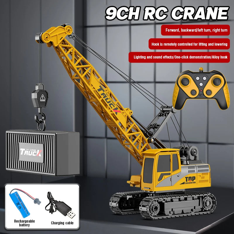 Remote Control Spray Crane Truck Alloy Simulation 9/11/13/15CH Oversized Engineering Vehicle Hook Crane Kids Toy Christmas Gifts