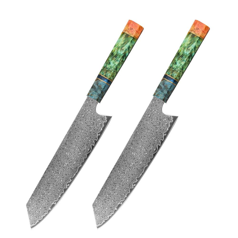 8 Inch Chef Knife 67 Layers VG10 Damascus Steel Kitchen Knives  Vegetable Meat  Cooking Tools Stabilized Colored Wood Handle