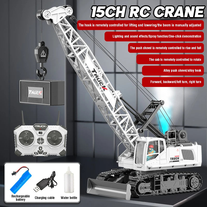 Remote Control Spray Crane Truck Alloy Simulation 9/11/13/15CH Oversized Engineering Vehicle Hook Crane Kids Toy Christmas Gifts