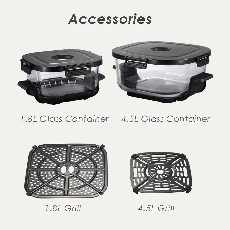 Airo Intelligent Temperature Controlled Fully Automatic Electric Air Fryer Grill Function Modern Square Design Double Basket