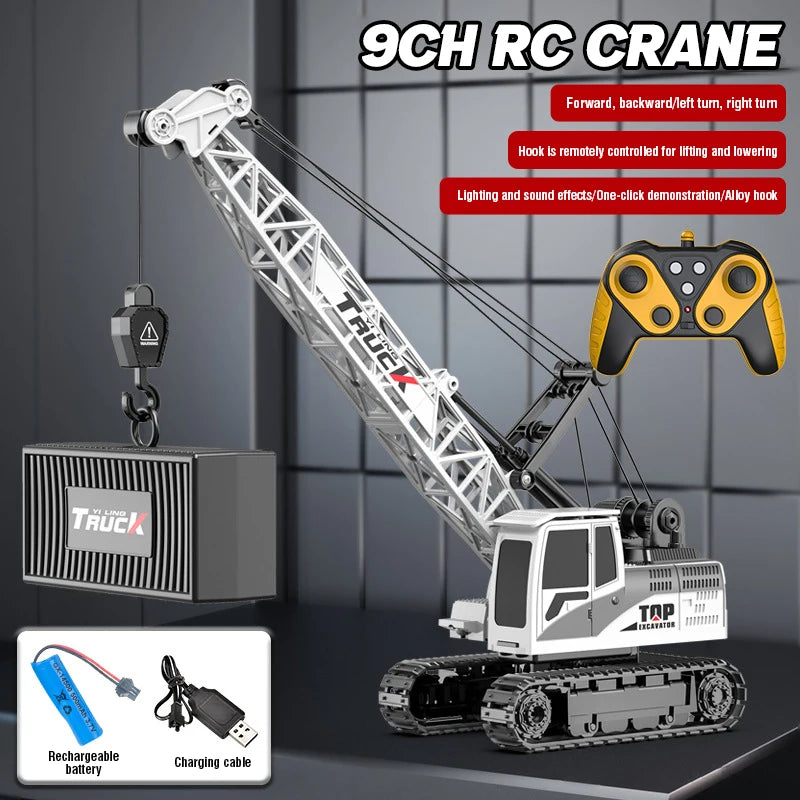 Remote Control Spray Crane Truck Alloy Simulation 9/11/13/15CH Oversized Engineering Vehicle Hook Crane Kids Toy Christmas Gifts