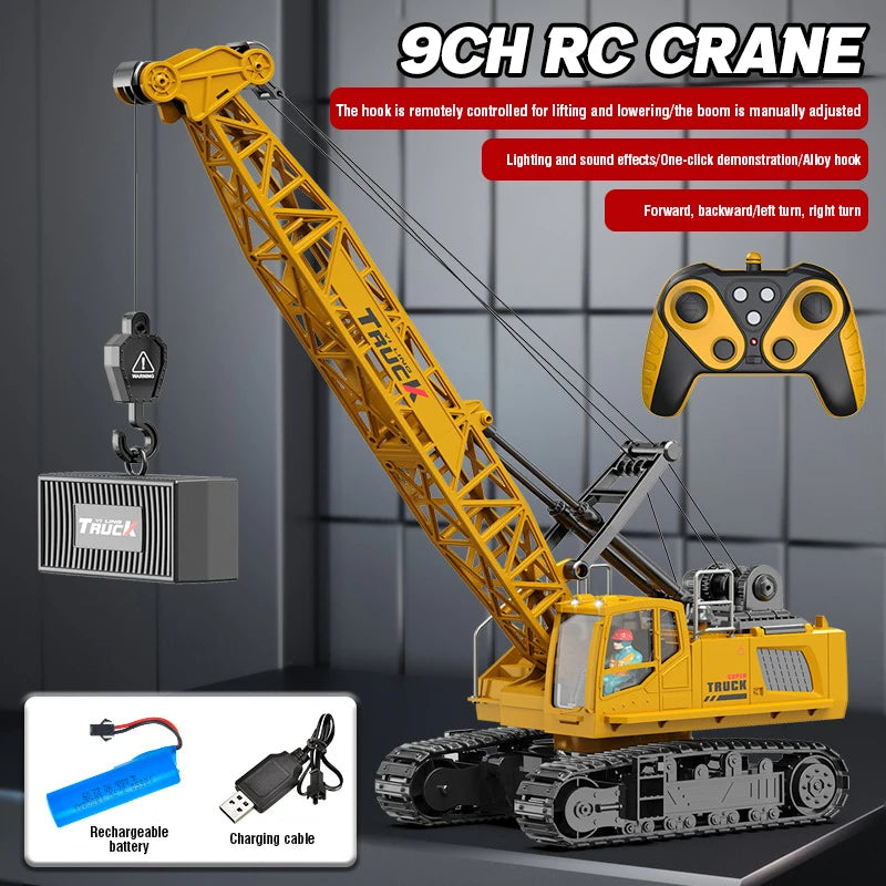 Remote Control Spray Crane Truck Alloy Simulation 9/11/13/15CH Oversized Engineering Vehicle Hook Crane Kids Toy Christmas Gifts