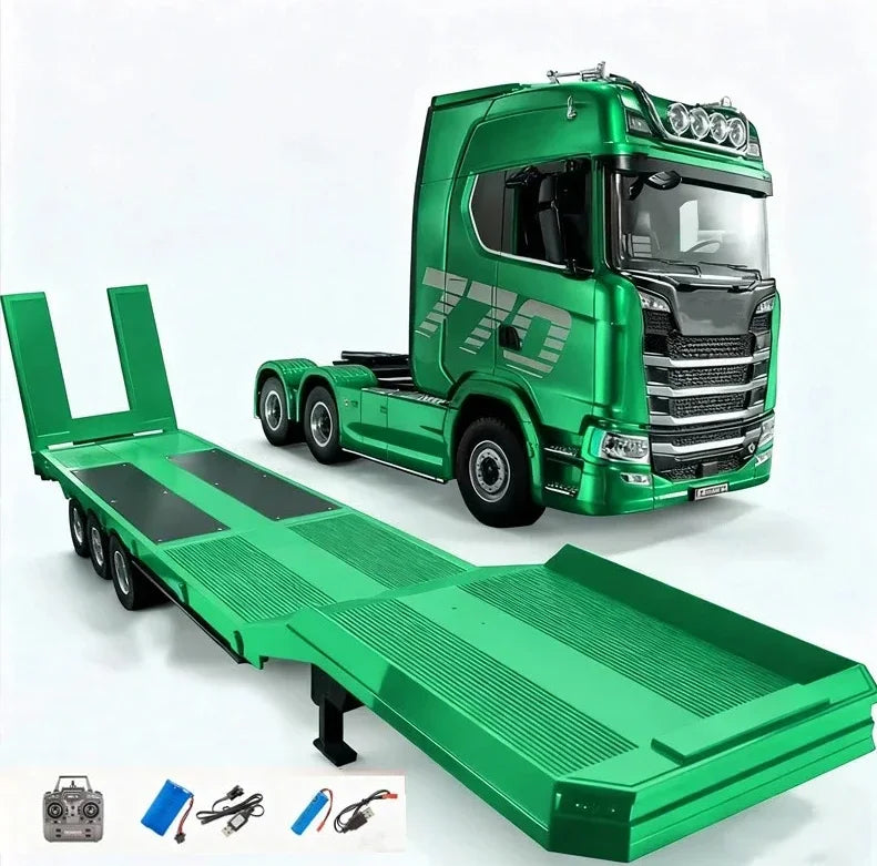 HUINA 1/18 19CH RC Truck 1501 770S Scania Alloy Tractor 2.4G Remote Control Engineering Trailer Truck with Light and Sound Toys