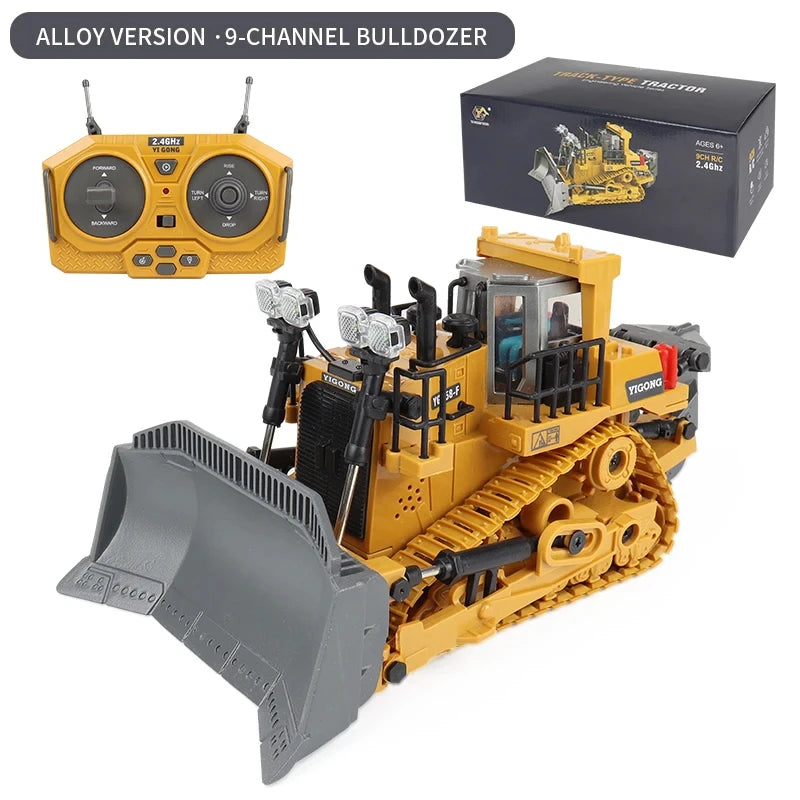 Kids' Best Christmas Gift! 1:24 2.4G 11 Channels RC Construction Vehicle Set - Excavator/Dump Truck/Loader/Bulldozer