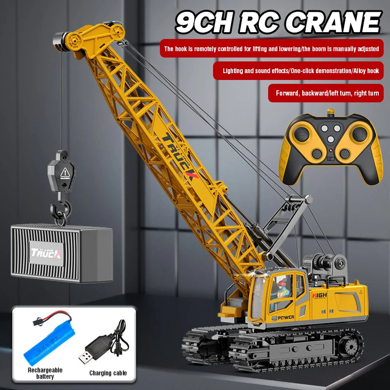 Remote Control Spray Crane Truck Alloy Simulation 9/11/13/15CH Oversized Engineering Vehicle Hook Crane Kids Toy Christmas Gifts