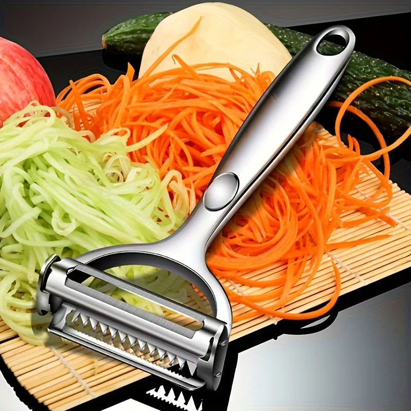1PC Stainless Steel Vegetable Peeler, Multi-Function Julienne Slicer & Shredder for Potato Carrot, Kitchen Gift