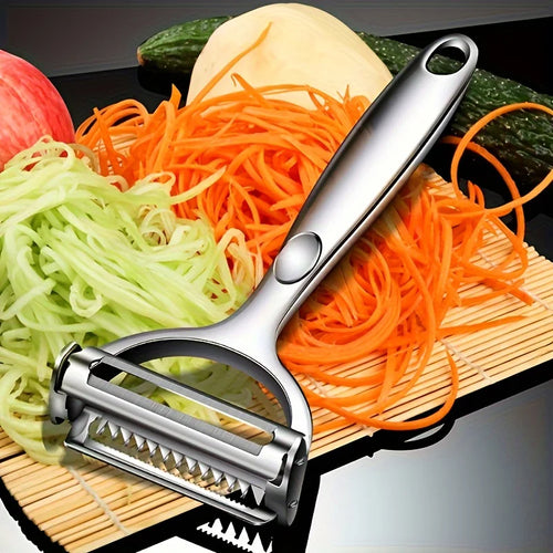 1PC Stainless Steel Vegetable Peeler, Multi-Function Julienne Slicer & Shredder for Potato Carrot, Kitchen Gift