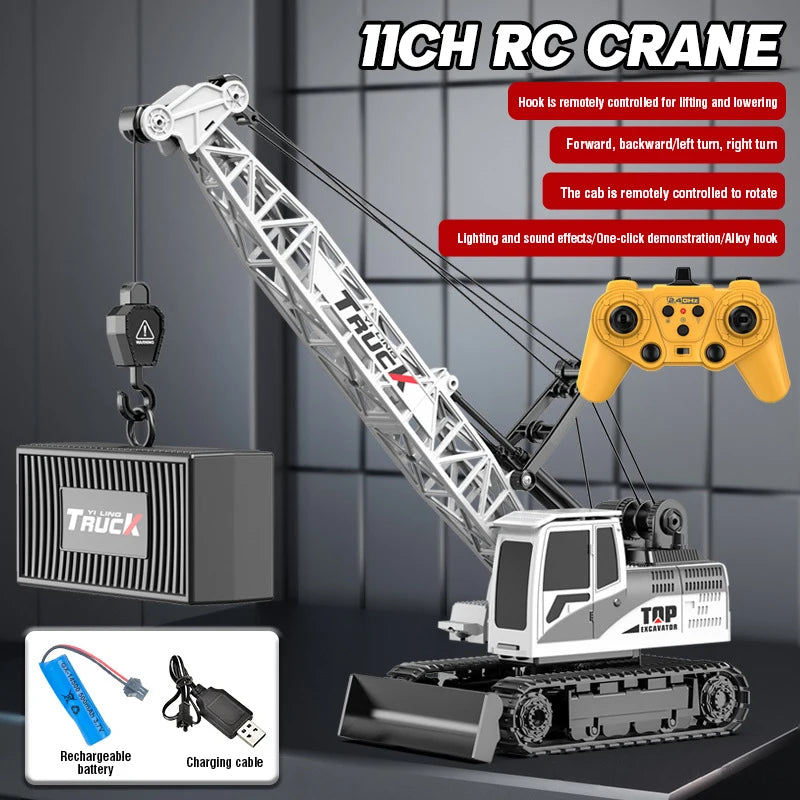 Remote Control Spray Crane Truck Alloy Simulation 9/11/13/15CH Oversized Engineering Vehicle Hook Crane Kids Toy Christmas Gifts