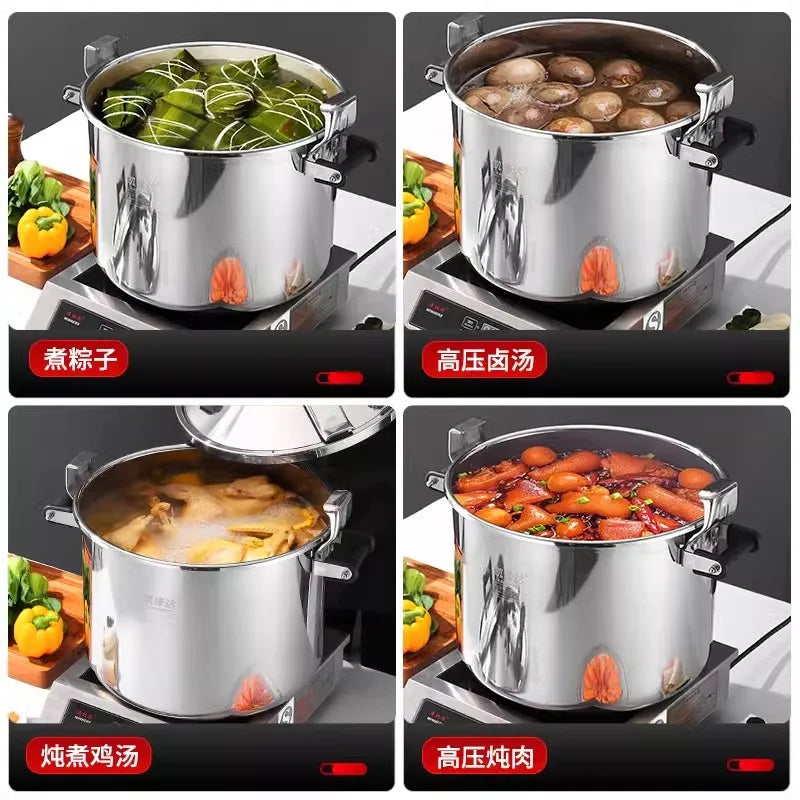 Commercial Stainless Steel Pressure Cooker, Large Capacity Explosion-Proof for Gas/Induction Stove, Restaurant Kitchen Use