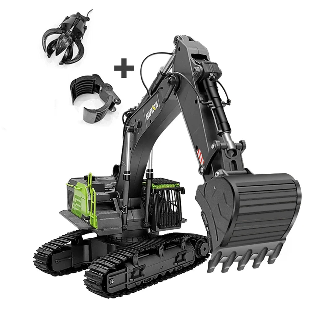 HUINA 1593 1/14 RC Excavator Truck Alloy 2.4GHz Radio Controlled Car 22 Channel Construction Vehicle Sound Toys for Boys Gifts