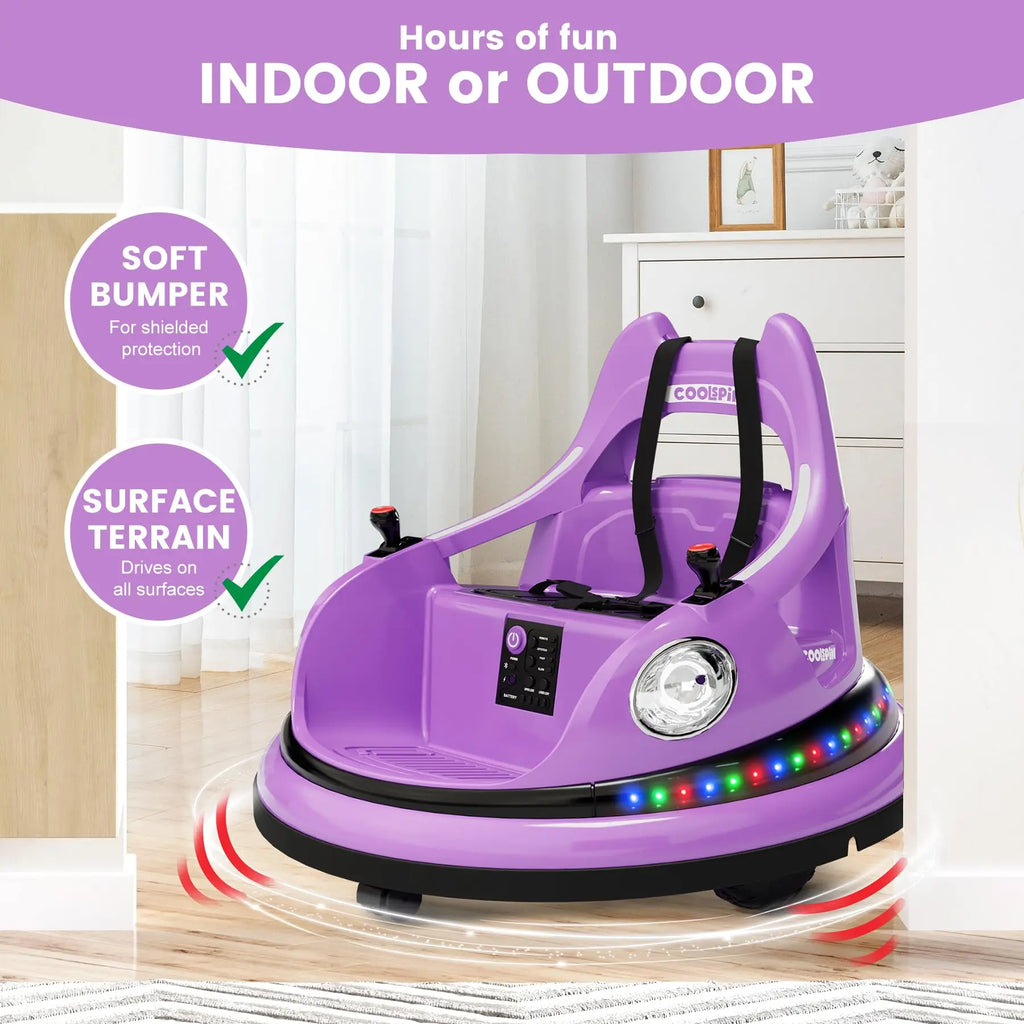 12V Kids Electric Bumper Car Ride On Toy With Parent Remote, 360° Spin, 2 Speeds, Lights Music, Indoor Outdoor Birthday Gift