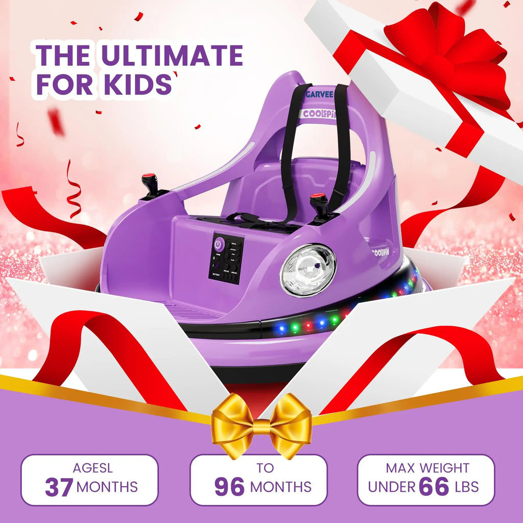 12V Kids Electric Bumper Car Ride On Toy With Parent Remote, 360° Spin, 2 Speeds, Lights Music, Indoor Outdoor Birthday Gift