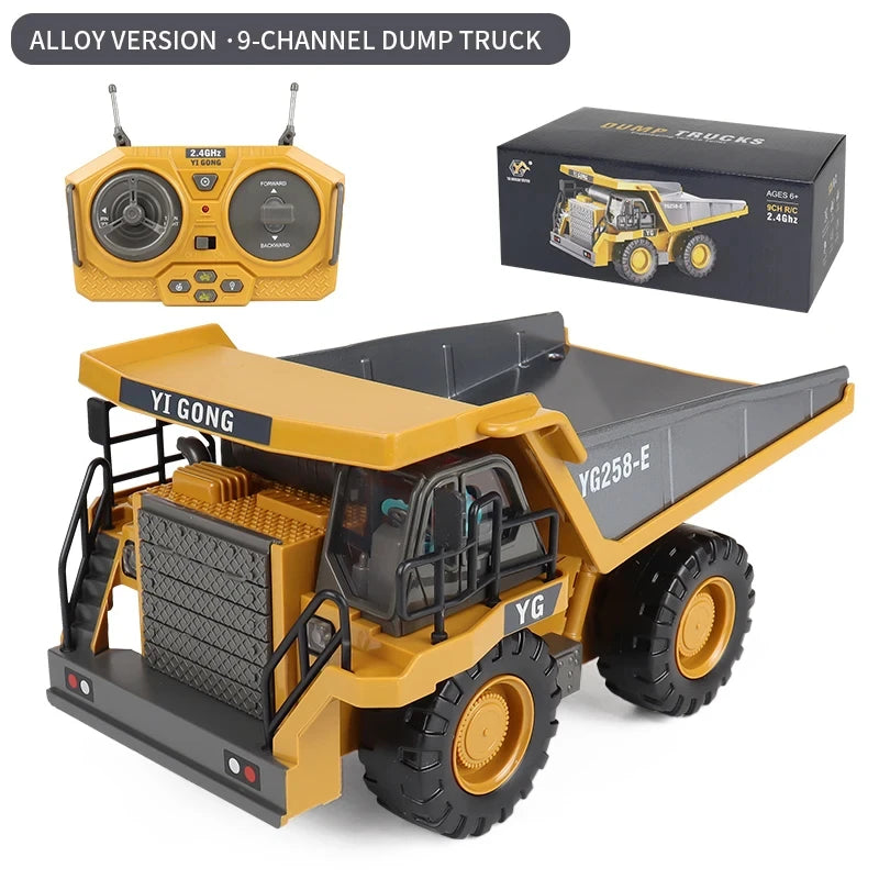 Kids' Best Christmas Gift! 1:24 2.4G 11 Channels RC Construction Vehicle Set - Excavator/Dump Truck/Loader/Bulldozer