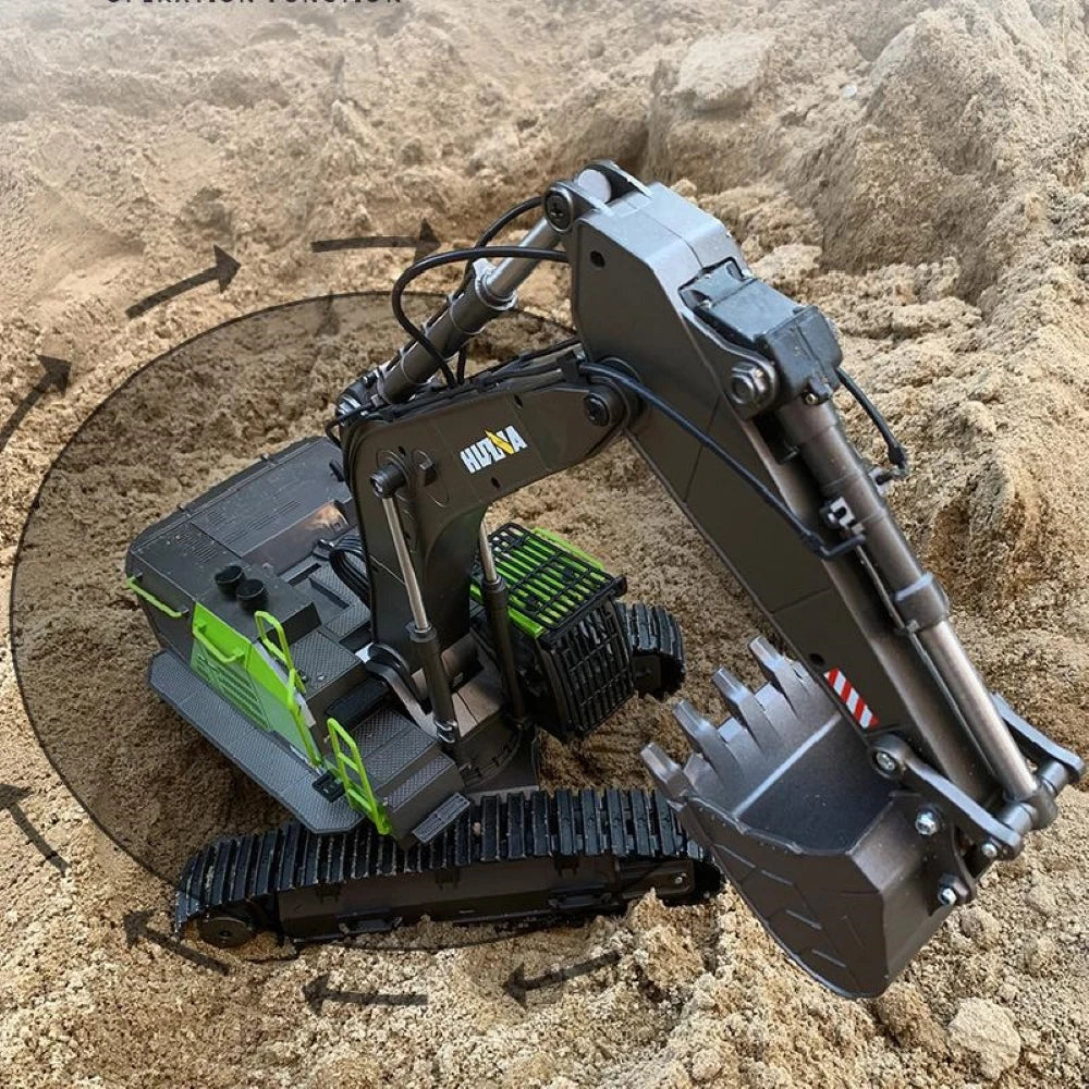 HUINA 1593 1/14 RC Excavator Truck Alloy 2.4GHz Radio Controlled Car 22 Channel Construction Vehicle Sound Toys for Boys Gifts