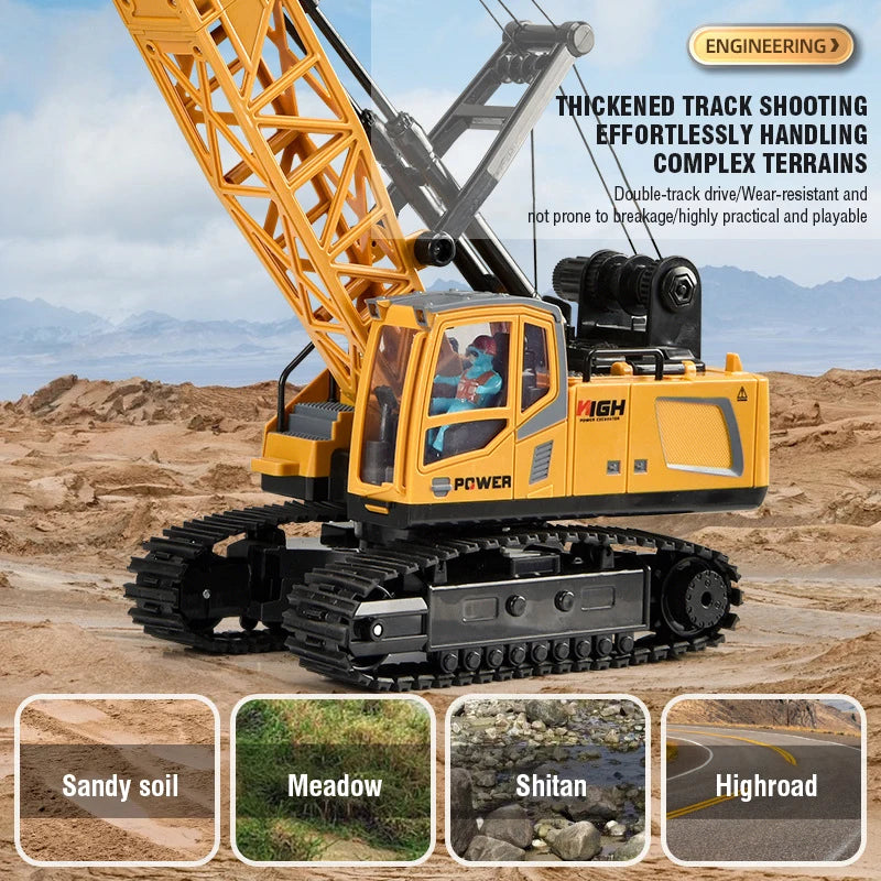 Remote Control Spray Crane Truck Alloy Simulation 9/11/13/15CH Oversized Engineering Vehicle Hook Crane Kids Toy Christmas Gifts