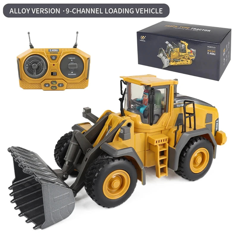 Kids' Best Christmas Gift! 1:24 2.4G 11 Channels RC Construction Vehicle Set - Excavator/Dump Truck/Loader/Bulldozer