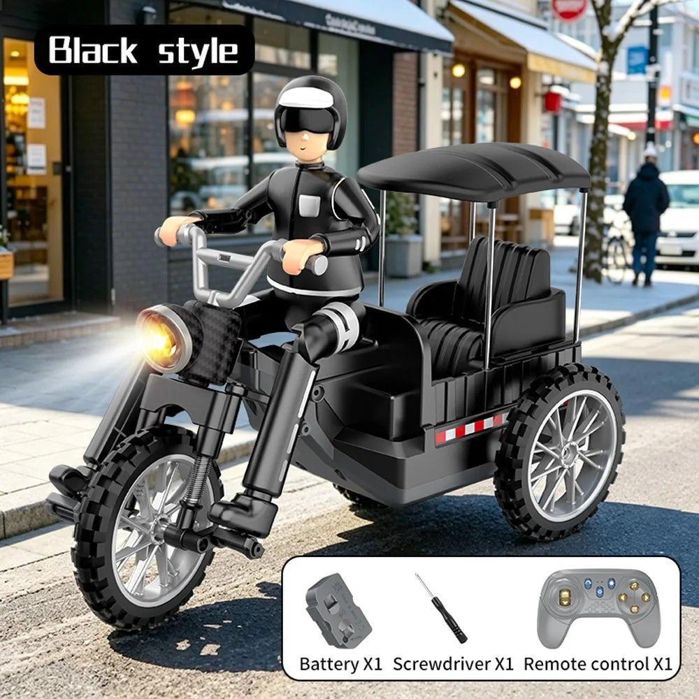 Generic Remote Control Tricycle Simulated Express Delivery Vehicle With Lighting Music Detachable Cargo Box Hobby Toy New Model